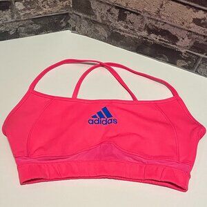 Adidas Hot Pink Strappy Sports Bra Small Adjustable Back